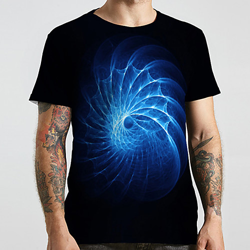

Men's Unisex Tee T shirt 3D Print Graphic Prints Geometry Plus Size Print Short Sleeve Casual Tops Basic Designer Big and Tall Black