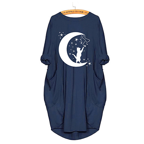 

Women's Plus Size Dresses T Shirt Dress Tee Dress Short Mini Dress Short Sleeve Graphic Stars Black Blue M L XL 2XL 3XL
