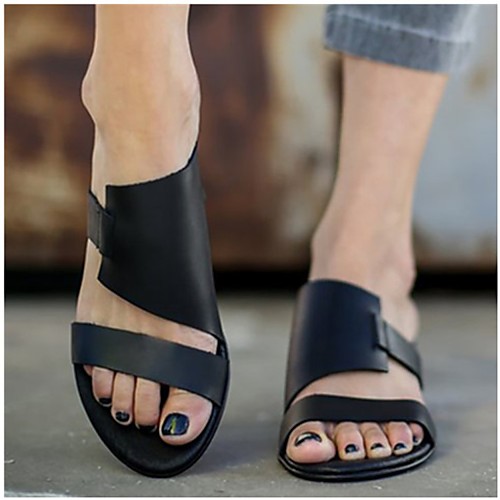 

Women's Sandals Boho Bohemia Beach Flat Heel Round Toe PU Synthetics Black
