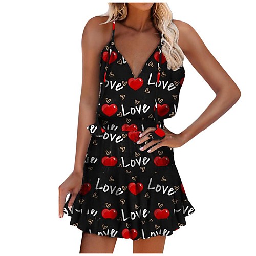 

Women's Strap Dress Short Mini Dress White Black Blushing Pink Royal Blue Rainbow Sleeveless Print Print Summer V Neck Sexy 2021 S M L XL XXL 3XL