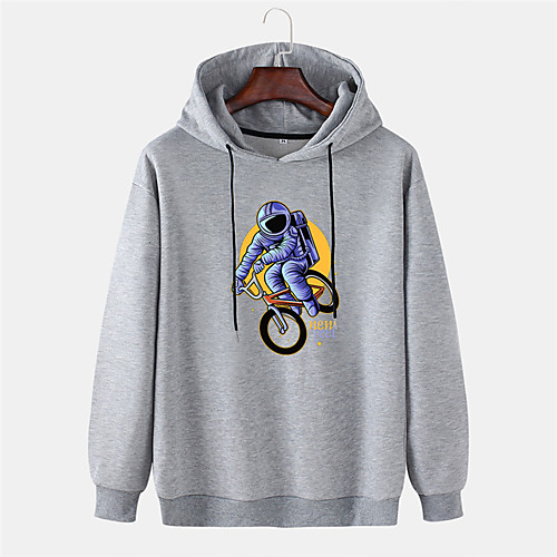 

Men's Pullover Hoodie Sweatshirt Graphic Prints Astronaut 3D Sports & Outdoor Daily Sports Hot Stamping Basic Casual Hoodies Sweatshirts Black Blushing Pink Gray