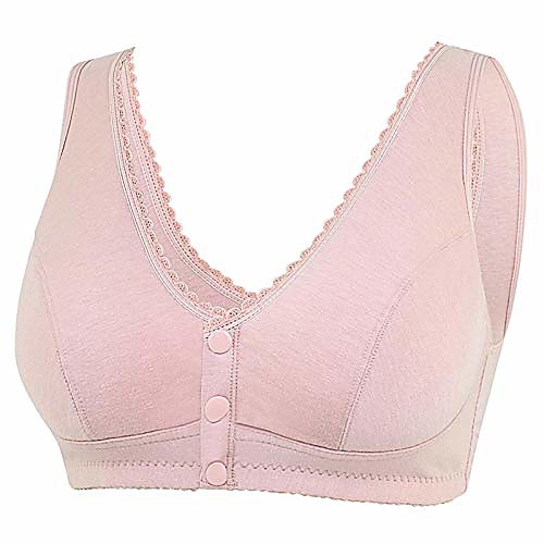 

lowprofile comfortable everyday bras with front closure for women plus size, extra-elastic breathable sports bra, l-5xl pink