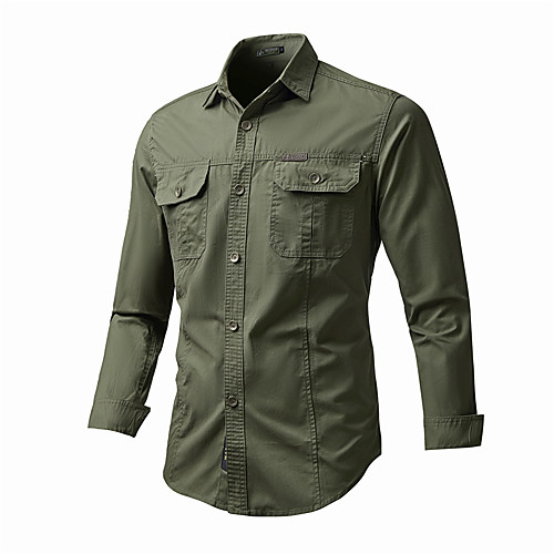 

Men's Shirt Solid Colored Button-Down Long Sleeve Casual Tops 100% Cotton Basic Casual Comfortable Black Yellow Army Green
