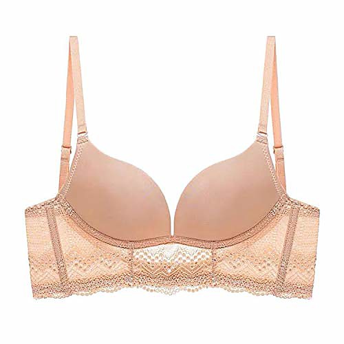 

hoben wireless padded push up backless bralette lightly lined smooth cup bras for women (pink-80b)