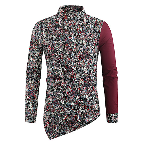 

Men's Shirt Graphic Long Sleeve Daily Tops Black Red
