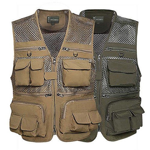 

Men's Hiking Vest / Gilet Fishing Vest Military Tactical Vest Sleeveless V Neck Vest / Gilet Jacket Top Outdoor Lightweight Breathable Quick Dry Sweat wicking Autumn / Fall Spring Polyester Solid