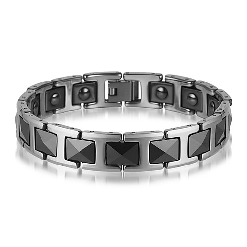 

tungsten steel bracelet with black ceramic pyramid shaped boys black gallstone bracelet casting bracelet