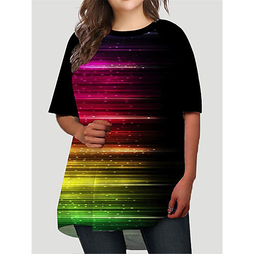 

Women's Plus Size Dresses T Shirt Dress Tee Dress Short Mini Dress Half Sleeve Graphic 3D Print Basic Fall Black XL XXL 3XL 4XL 5XL / Holiday