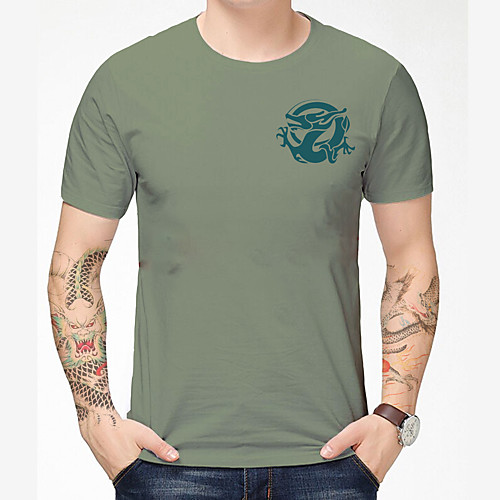 

Men's T shirt 3D Print Dragon Graphic Graphic Prints 3D Print Short Sleeve Daily Tops Chinese Style Casual Wine Dusty Blue Light Green