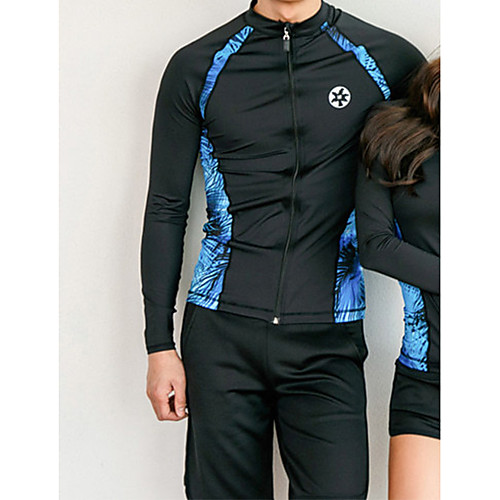 

Men's Rash Guard Dive Skin Suit Nylon Swimwear Breathable Quick Dry Long Sleeve 3-Piece Front Zip - Swimming Surfing Water Sports Floral / Botanical Autumn / Fall Spring Summer