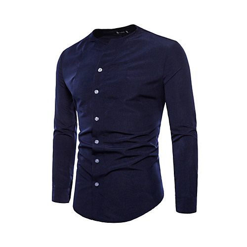 

Men's Shirt non-printing Solid Colored Long Sleeve Daily Tops Business Basic White Black Red