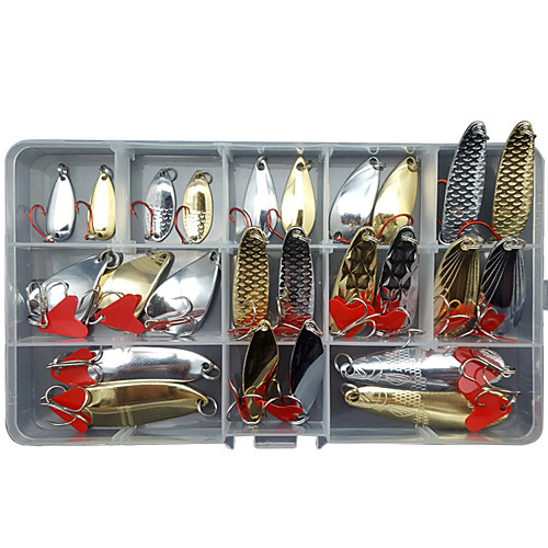 

25 pcs Lure kit Fishing Lures Spoons Bass Trout Pike Lure Fishing