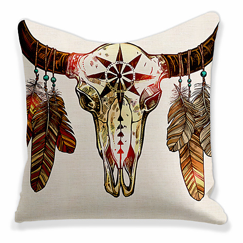 

Double Side 1 Pc Cushion Cover Print 45x45cm Linen for Sofa Bedroom Animal Yak