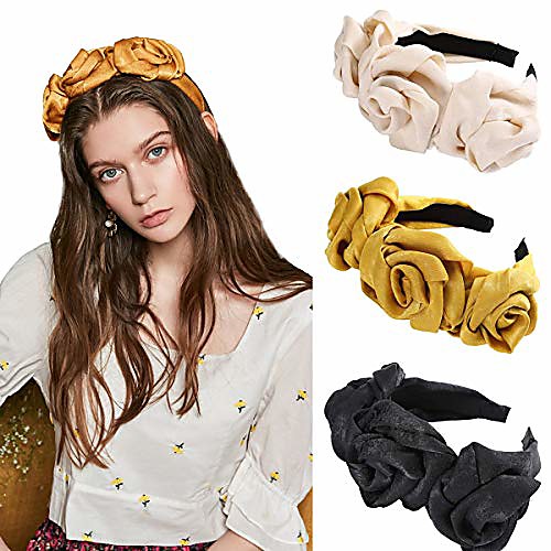 

cloth flower flock padded headband spanish vintage style alice hair band matador headband (blackbeigeginger)