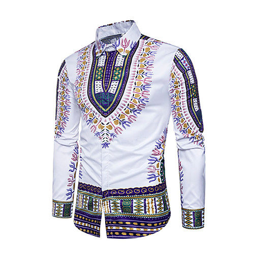 

Men's Shirt 3D Print Graphic Long Sleeve Daily Tops Basic Vintage Purple Red Yellow