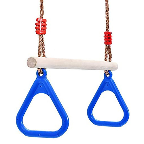 

Children Trapeze Swing Bar with Rings Wooden Playset with Plastic Rings Gym Rings for Kids (Blue/Green/Red/Yellow)