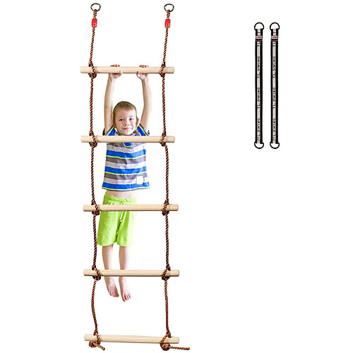 

5 Section Climbing Rope Ladder for Kids Wood Hanging Rope Ladder with Straps for Playground Outdoor Tree House Swing Rope Ladder