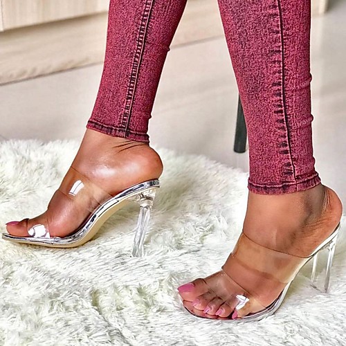 

Women's Sandals High Heel Round Toe PU White Yellow