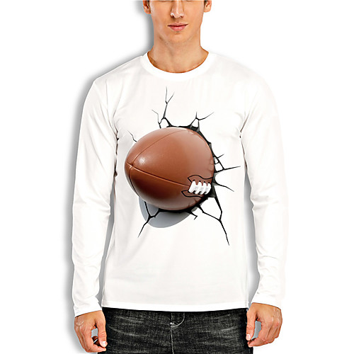 

Men's Tees T shirt 3D Print Graphic Graphic Prints Print Long Sleeve Daily Tops Casual Designer Big and Tall White Red Navy Blue