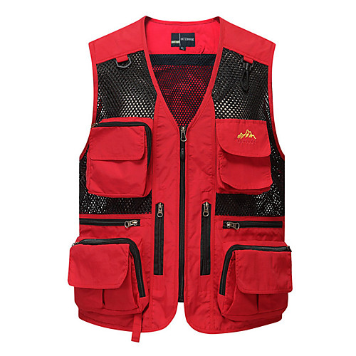 

Men's Hunting Gilet Outdoor Breathable Wearable Comfortable Removable Spring Summer Solid Colored Polyester Black Red Army Green