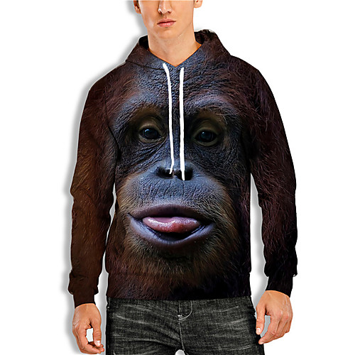 

Men's Pullover Hoodie Sweatshirt Graphic Prints Animal Print Daily Sports 3D Print 3D Print Casual Hoodies Sweatshirts Brown