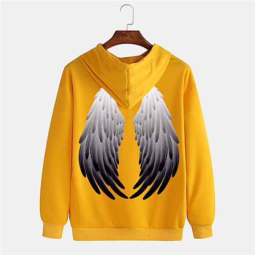 

Men's Pullover Hoodie Sweatshirt Graphic Prints Wings 3D Sports & Outdoor Daily Sports Hot Stamping Basic Casual Hoodies Sweatshirts Black Yellow Green