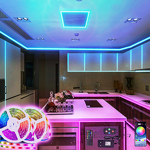 

LED Strip Lights Smart RGB Strip 20M 10M Music Sync 5050 65.6ft and 32.8ft Color Changing Strips Bluetooth APP Control with Remote for Bedroom Room TV Party and 12V Power Supply and Mounting Bracket