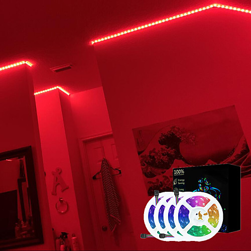 

LED Strip Lights RGB 20M(4x5M) Tiktok Lights SMD2835 1200 LEDs 8mm Strip Flexible Light LED Tape Nonwaterproof DC 12V with 44Key IR Remote Controller Kit