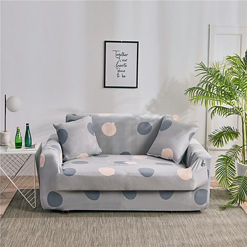 

Gray Floral Print Dustproof All-powerful Stretch Sofa Cover Super Soft Fabric with One Free Boster Case