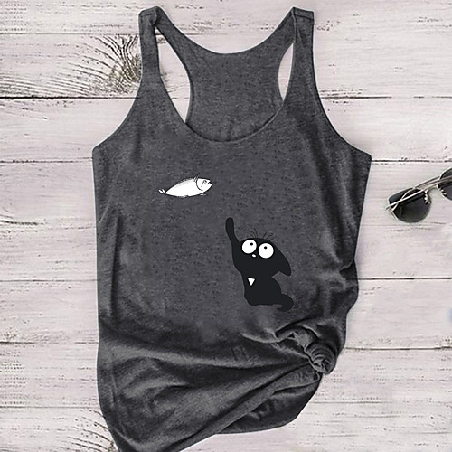 

Women's Yoga Top Racerback Fashion White Black Gray Cotton Fitness Gym Workout Running Tank Top T Shirt Sport Activewear Moisture Wicking Quick Dry Lightweight Breathable High Elasticity