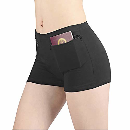

women's underwear with secret pocket panties, x-small size 2 packs (black)