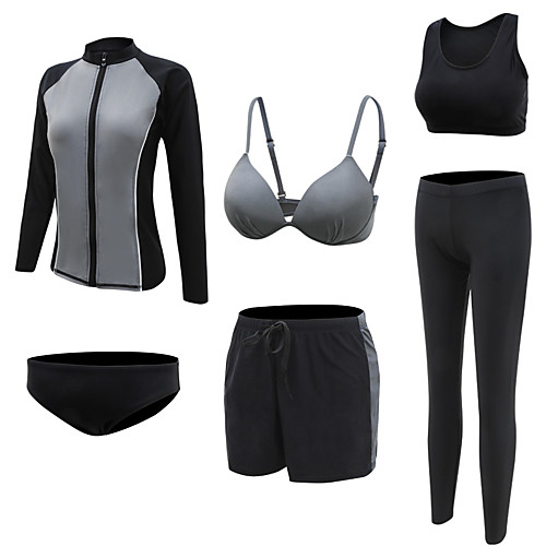 

Women's Rash Guard Dive Skin Suit Spandex Swimwear Quick Dry Breathable Long Sleeve Swimming Diving Surfing Patchwork Autumn / Fall Spring Summer / 6pcs