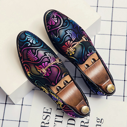 

Men's Loafers & Slip-Ons Business Vintage Classic Daily Office & Career PU Breathable Non-slipping Wear Proof Blue Gold Rainbow Camouflage Spring Summer