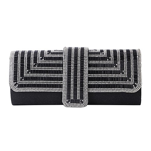 

Women's Bags PU Leather Evening Bag Top Handle Bag Crystals Chain Daily Wedding Party Date Handbags Chain Bag MessengerBag Black Silver