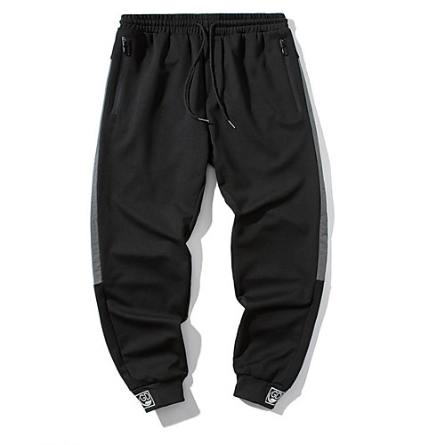 

Men's Chino Chinos Pants Patchwork Full Length Black