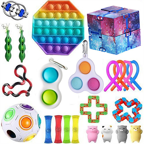 

23 pcs Sensory Fidget Toys Set Pop Bubble Soybean Squeeze Toy Stress Relief Balls with Fidget Hand Toys for Kids Adults Calming Toys for ADHD Autism Anxiety Relief