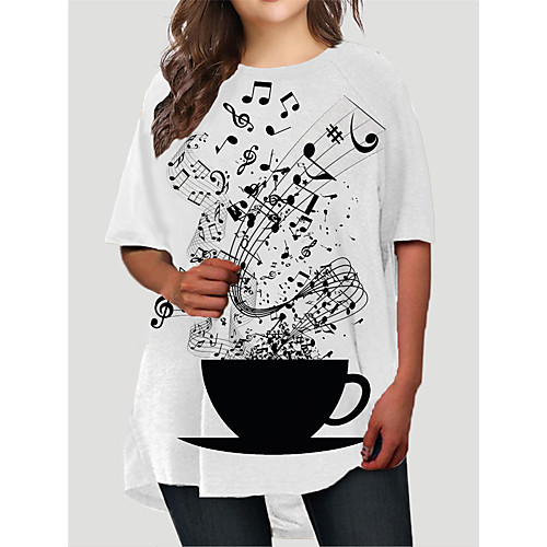

Women's Plus Size Dresses T Shirt Dress Tee Dress Short Mini Dress Half Sleeve Graphic Print Basic Fall White XL XXL 3XL 4XL 5XL / Holiday