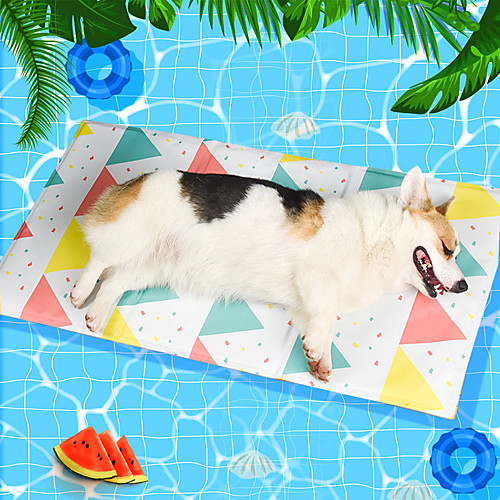 

Dog Cat Dog Bed Mat Dog Cooling Mat Patchwork Geometric Comfort Keep Cool For Hot Summer For Indoor Outdoor Use Terylene for Large Medium Small Dogs and Cats