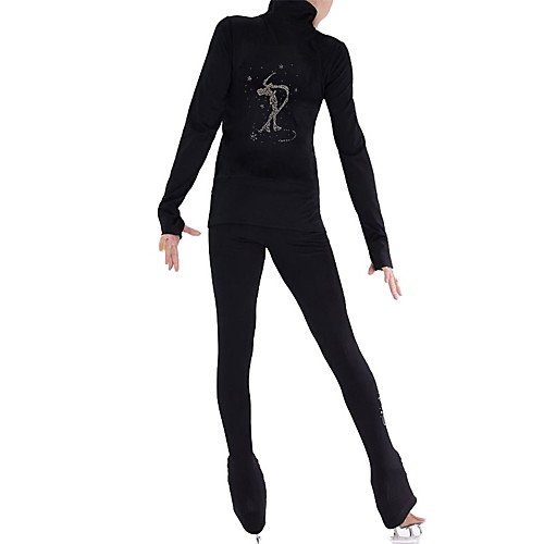 

Figure Skating Jacket with Pants Women's Girls' Ice Skating Pants / Trousers Top Black Glitter Stretchy Training Skating Wear Warm Crystal / Rhinestone Long Sleeve Ice Skating Winter Sports Figure