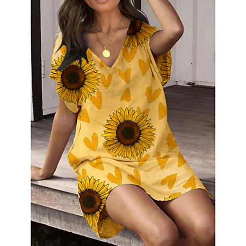 

amazon women's v-neck short-sleeved short skirt printed tie-dye mid-waist hedging a-line skirt cross-border dress female independent station