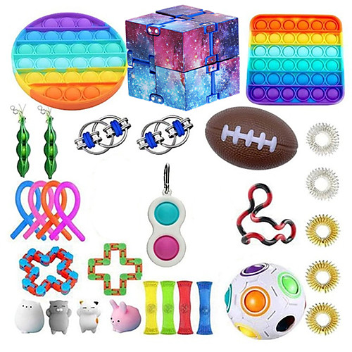 

30 pcs Sensory Fidget Toys Set Bundle-DNA Marble and Mesh Pop Bubble Soybean Squeeze Stress Relief Balls with Fidget Hand Toys for Kids Adults Calming Toys for ADHD Autism Anxiety Relief