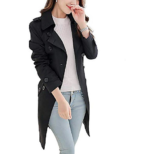 

nanjun women's double breasted trench coat overcoat (black 18a)