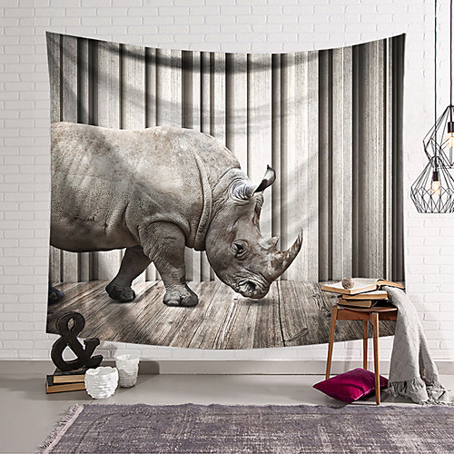 

Wall Tapestry Art Decor Blanket Curtain Hanging Home Bedroom Living Room Decoration Polyester Rhinoceros
