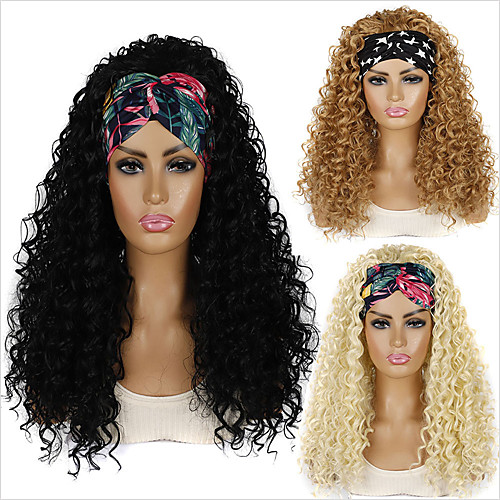 

hairband wig headgear export long curly hair deep volume chemical fiber wig headgear foreign trade africa headband wig cover