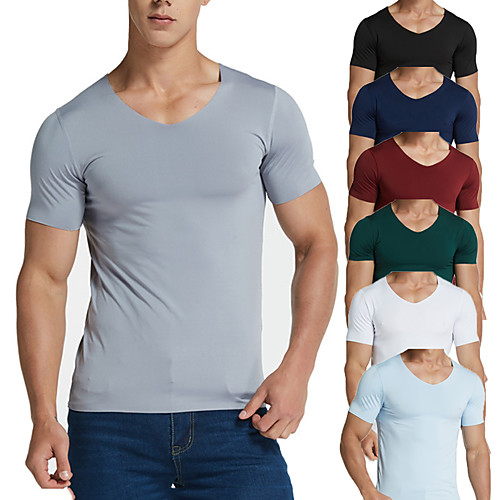 

Men's T shirt Hiking Tee shirt Short Sleeve Tee Tshirt Top Outdoor Lightweight Breathable Quick Dry Sweat wicking Spring Summer Light Blue Navy Wine Red Fishing Climbing Camping / Hiking / Caving
