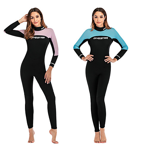 

DIVESTAR Women's Full Wetsuit 3mm SCR Neoprene Diving Suit Windproof Long Sleeve Back Zip Patchwork Autumn / Fall Winter Spring