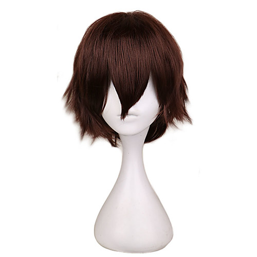 

Short Straight Cosplay Wig Men Dark Brown Synthetic Hair High 100% Temperature Fiber Wigs