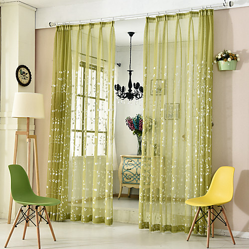

Two Panel Korean Pastoral Style Vine Embroidered Window Screen Living Room Bedroom Dining Room Children's Room Translucent Tulle