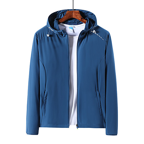 

Men's Hiking Windbreaker Outdoor Solid Color Waterproof Windproof Breathable Top Full Length Visible Zipper Hunting Fishing Climbing Dark Grey Black Grey Dark Blue