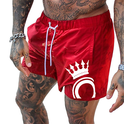 

Men's Casual / Sporty Athleisure Cycling Quick Dry Breathable Sports Daily Beach Chinos Shorts Pants Graphic Short Drawstring Elastic Waist Black Red Navy Blue